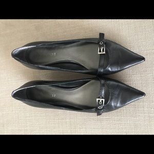 Nine West black leather slip ons