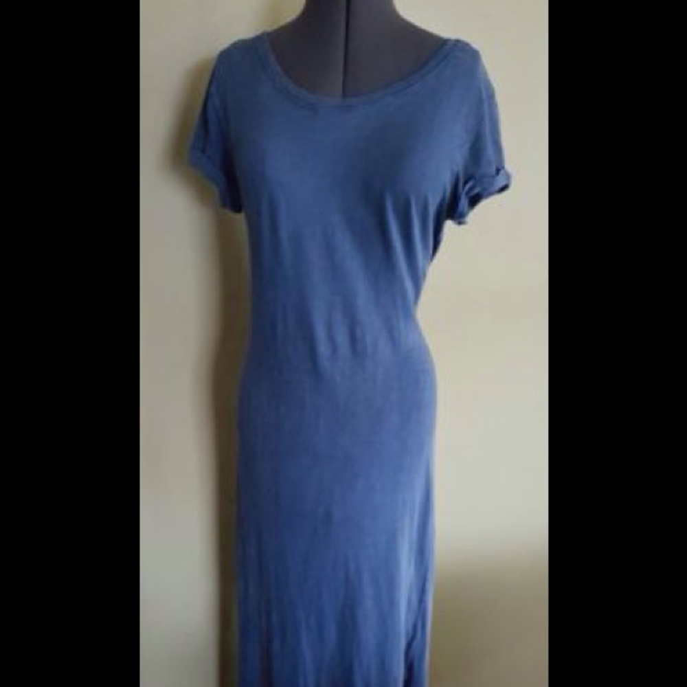 Long flowy slit navy blue maxi dress