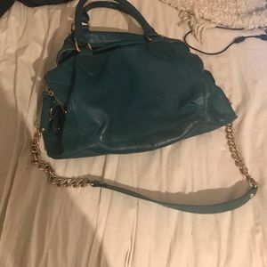 Teal and gold purse