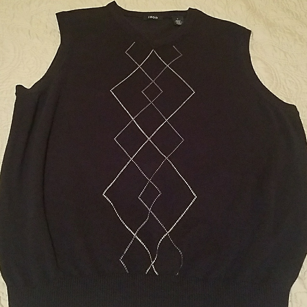 Izod Navy Blue Argyle Sweater Vest, Like New