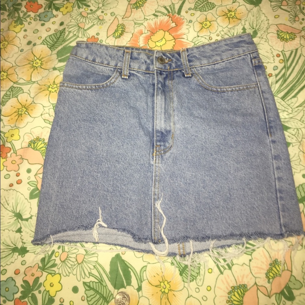 High waisted jean skirt
