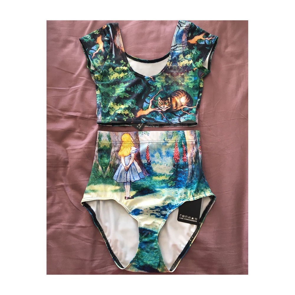NEW! Small BlackMilk Cheshire Cat 2 Piece Bodysuit