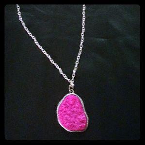 Hot Pink Agate Pendant necklace