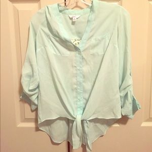 Button down tie blouse