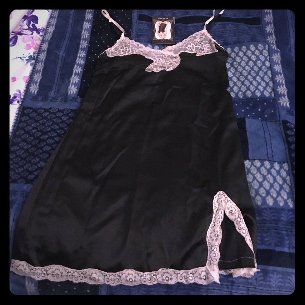 Little black lace trim chemise from BeWicked!