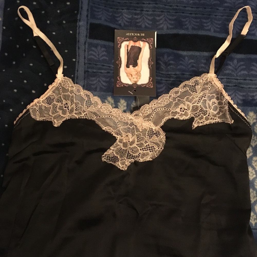 Little black lace trim chemise from BeWicked! - Picture 2 of 6