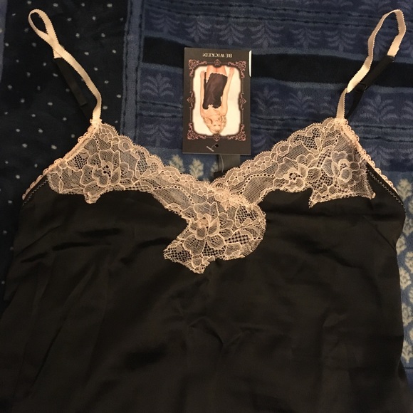 Little black lace trim chemise from BeWicked! - Picture 2 of 6