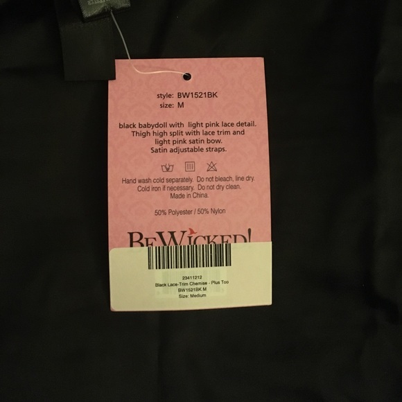 Little black lace trim chemise from BeWicked! - Picture 5 of 6