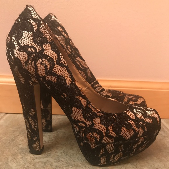 Embroidered Lace Madden Girl Heels - Picture 1 of 4