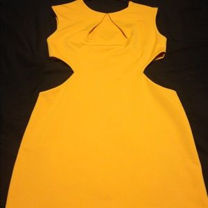 Asos yellow cut out dress