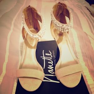 Nanette Lepore Sandals with Beaded Ankle Strap