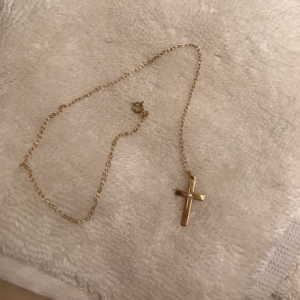 14kt gold cross necklace
