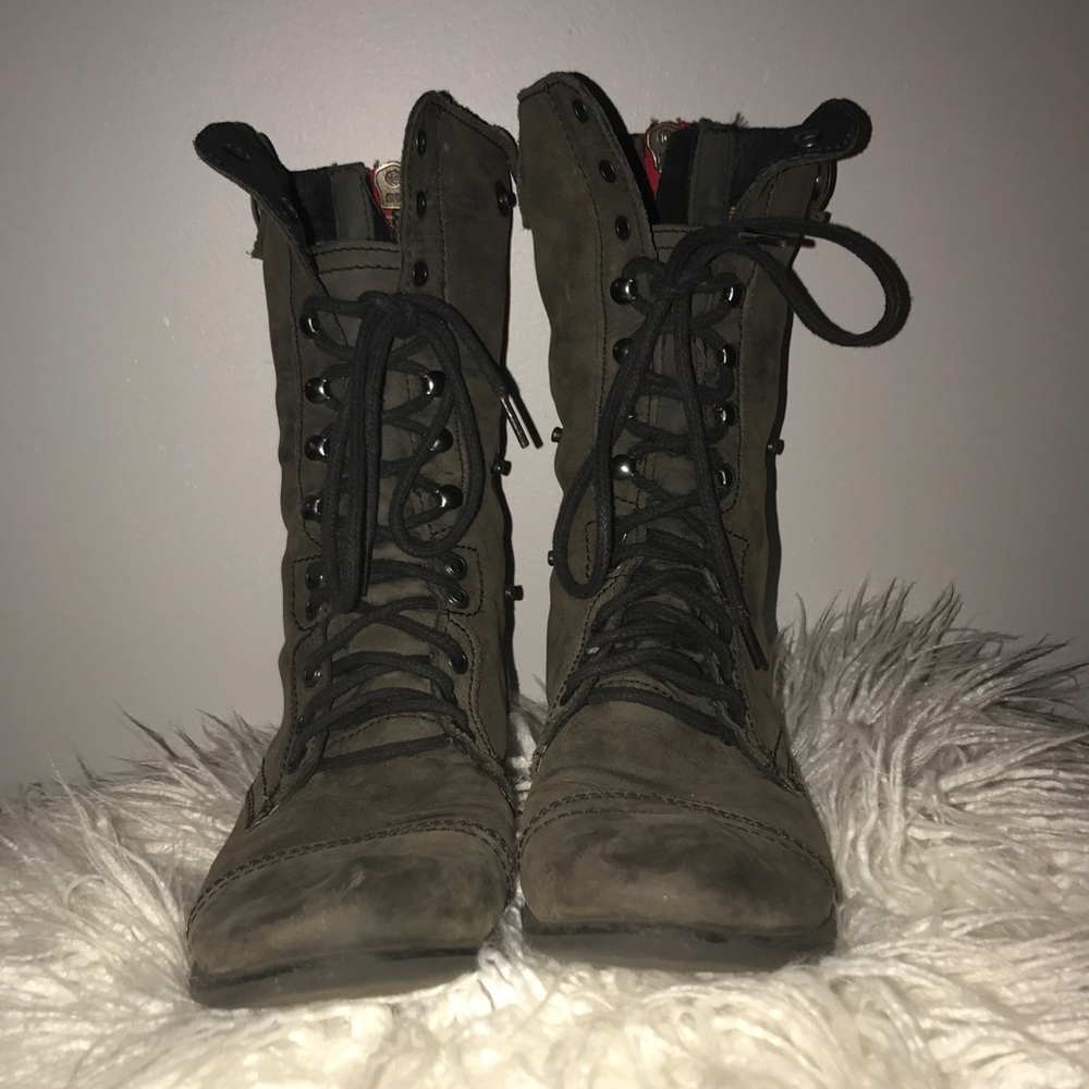 Steve Madden combat boots with Aztec print detail