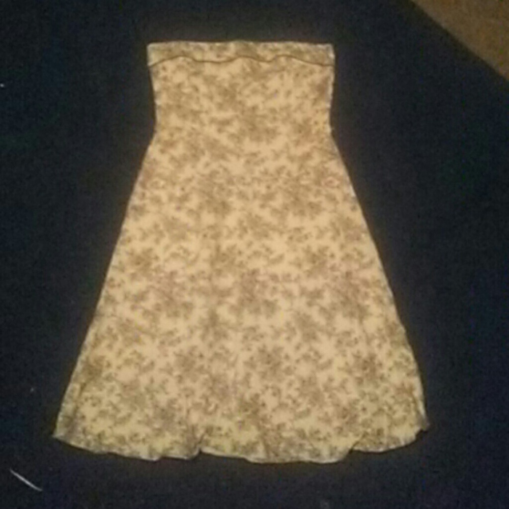Strapless flower print dress