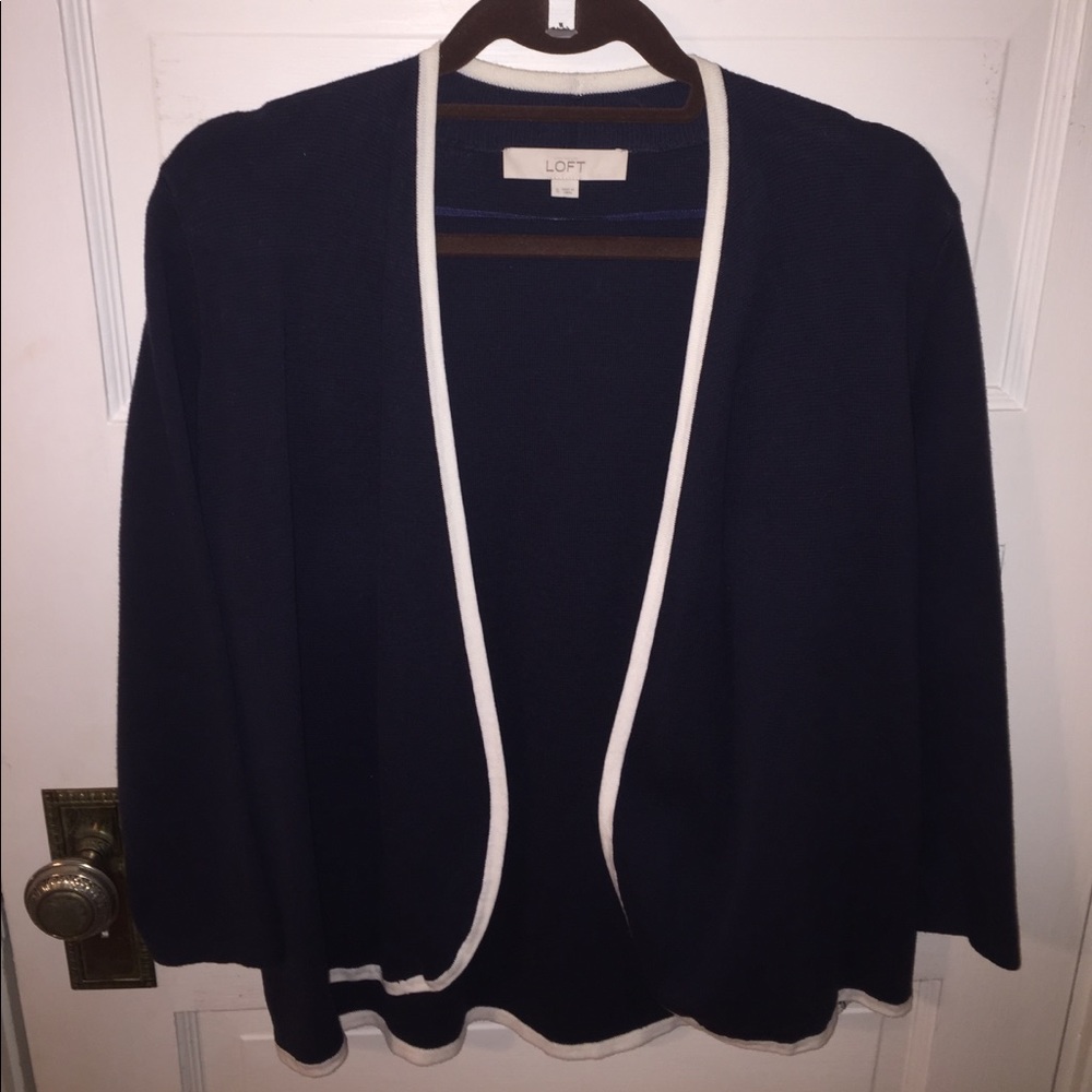 Navy and White Loft Cardigan Size Small