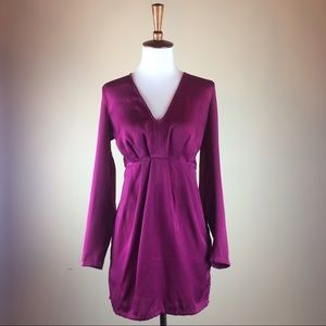 Missguided Magenta  V Neck Cocktail Dress