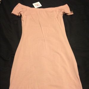 Mauve off the shoulder dress