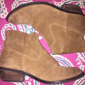 Brown booties with a small heel
