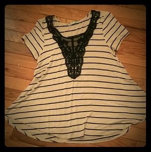 Maurices Cream and Black Stripe Top