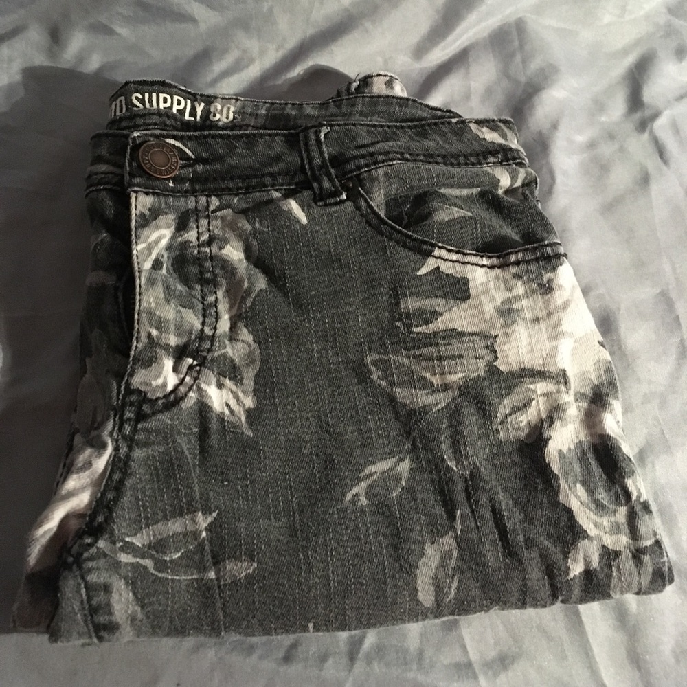 Black Floral Skinny Jeans