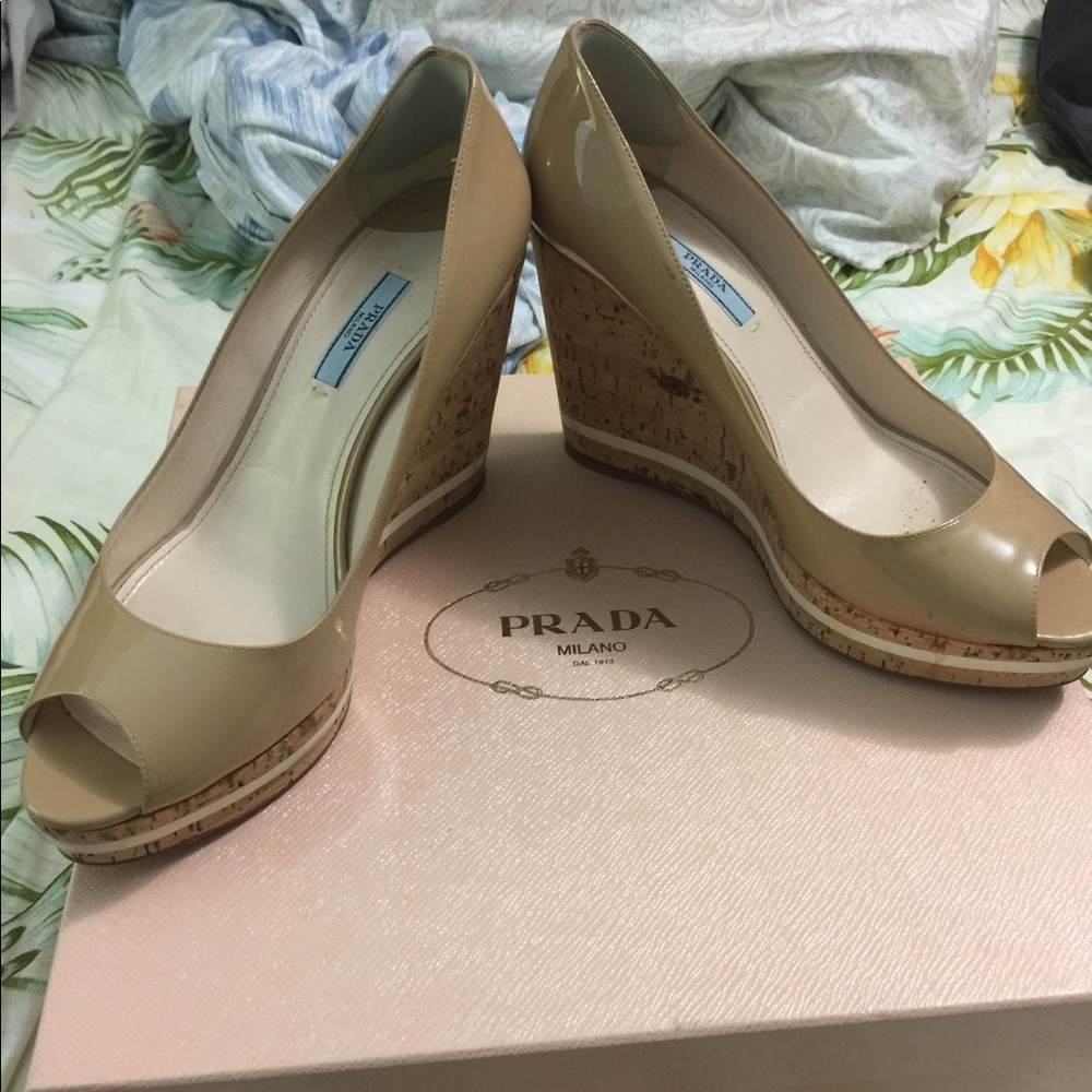 Nude wedges Prada