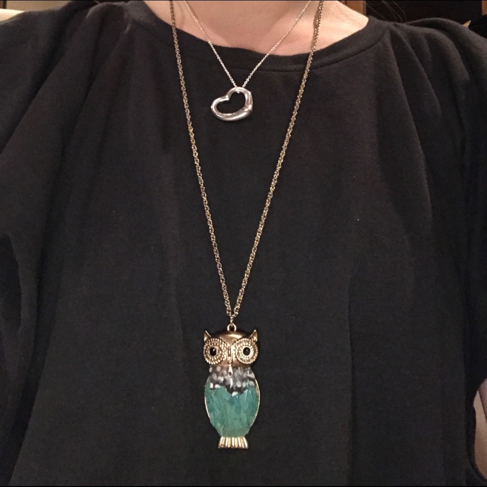 Feather Gold Owl Necklace