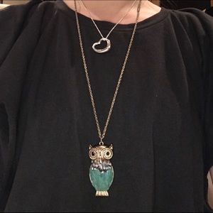 Feather Gold Owl Necklace