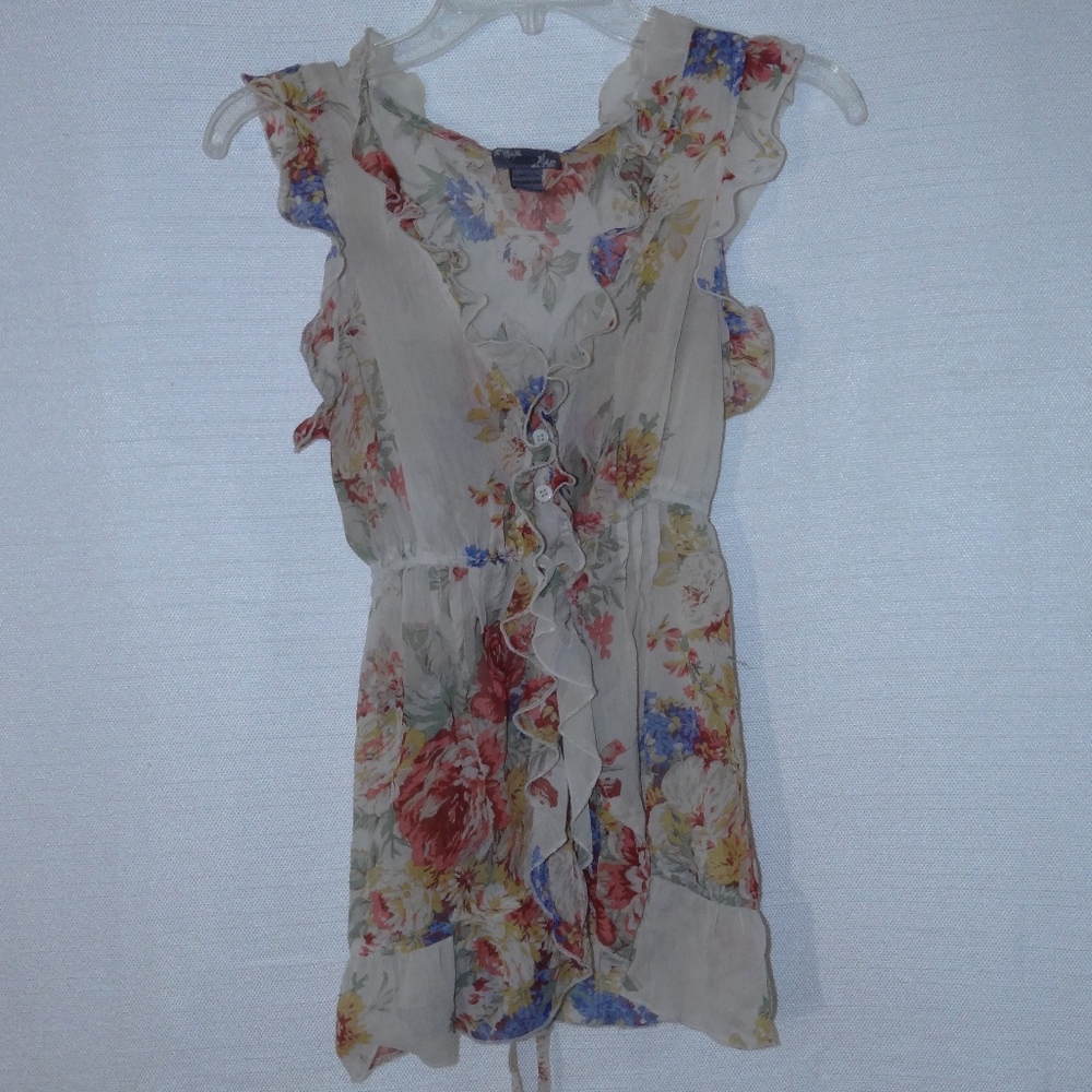 Poetry Cream Floral Empire Top Button Down S