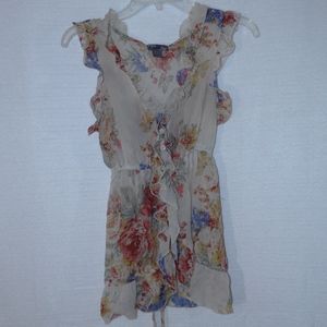 Poetry  Cream Floral Empire Top Button Down S