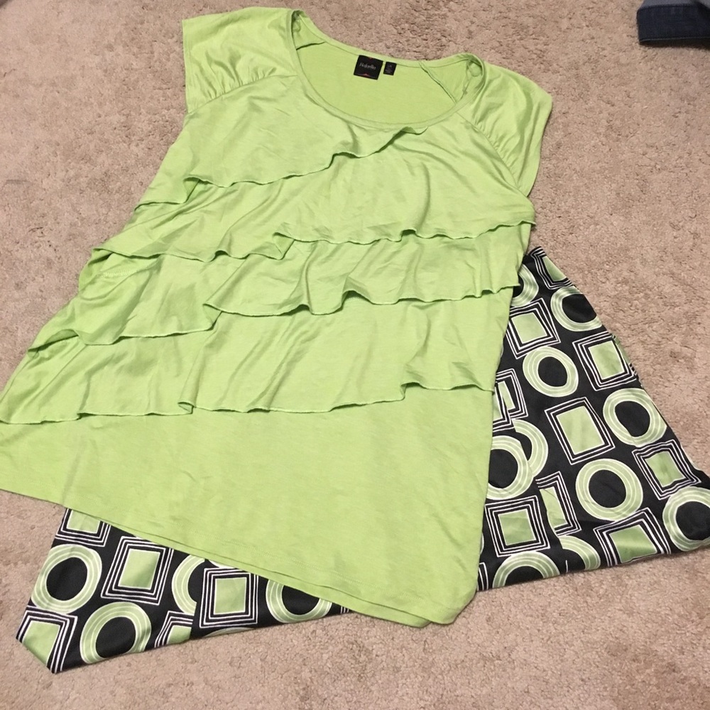 Green Ruffle Front Top