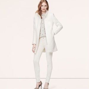 LOFT white funnel neck winter coat