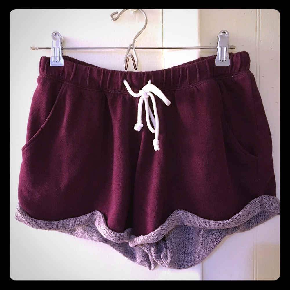 H&M Comfy Maroon Sweatshirt Shorts