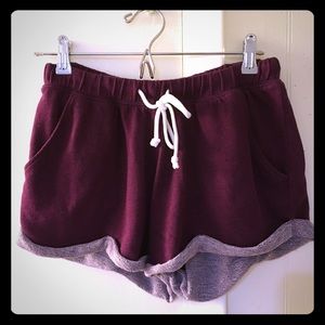H&M Comfy Maroon Sweatshirt Shorts