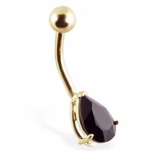 14K Gold Black Onyx Teardrop Navel piercing Belly