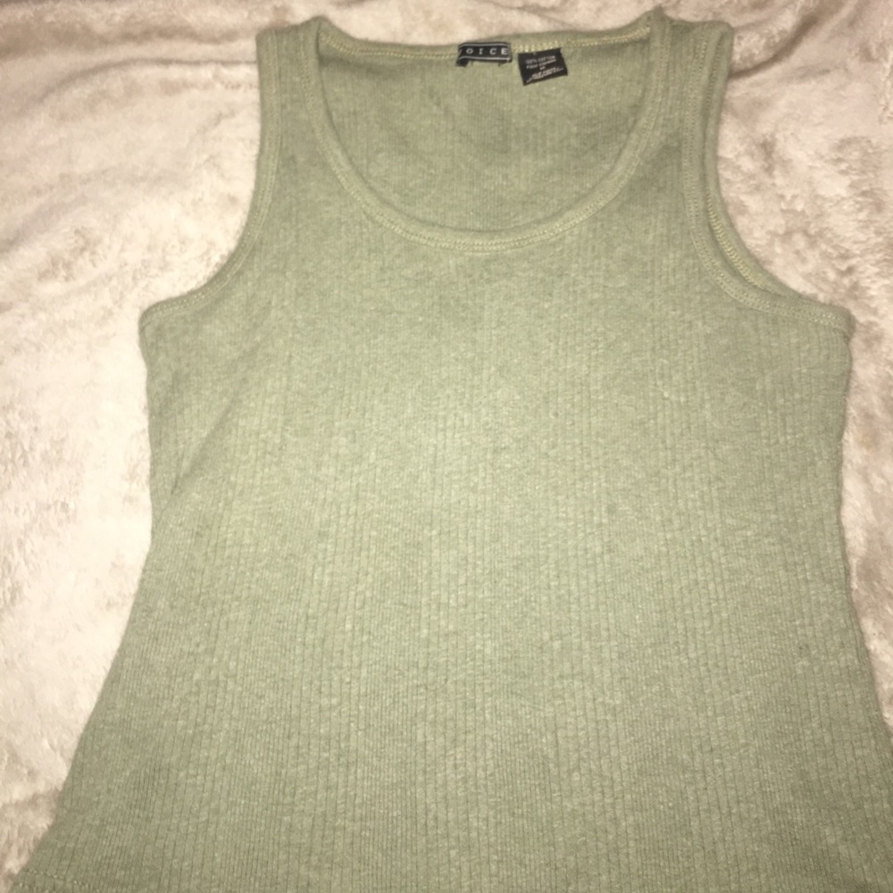 90s vintage cropped olive green tank (size medium)