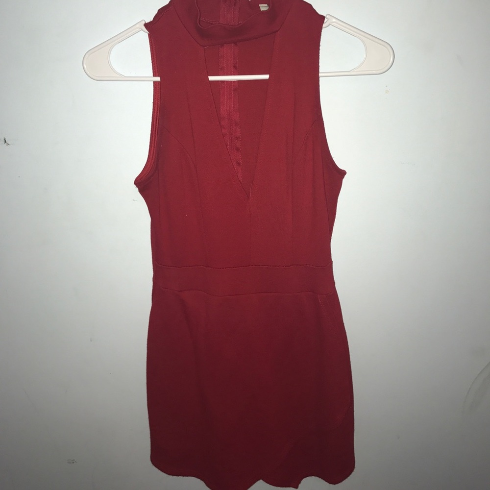 Red low v dress/skirt