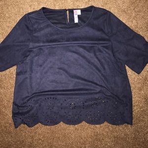 Suede laser cut out Franchesca top