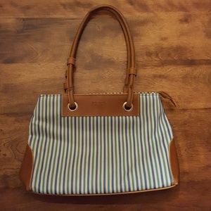 💥Kate Spade Blue & White Striped Purse w leather