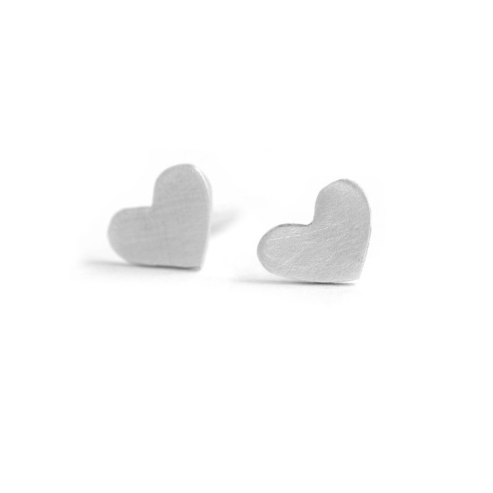 Figs & Ginger Sterling Silver Heart Stud Earrings