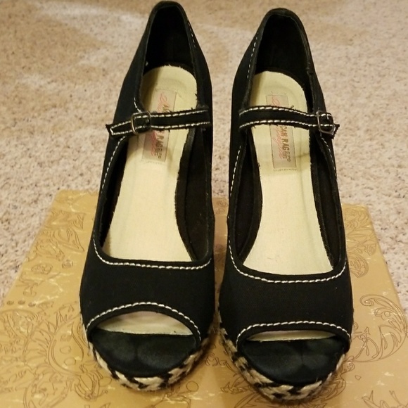 Peep Toe Espadrilles Heels - Size 8.5M - Picture 3 of 8