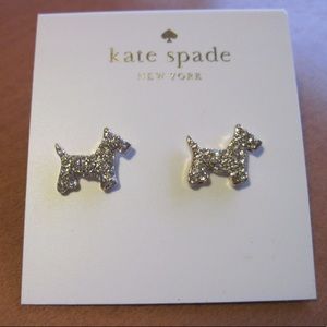 Kate Spade gold pave Scotty dog earrings