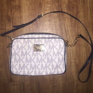 Michael Kors Satchel Purse. White and Navy