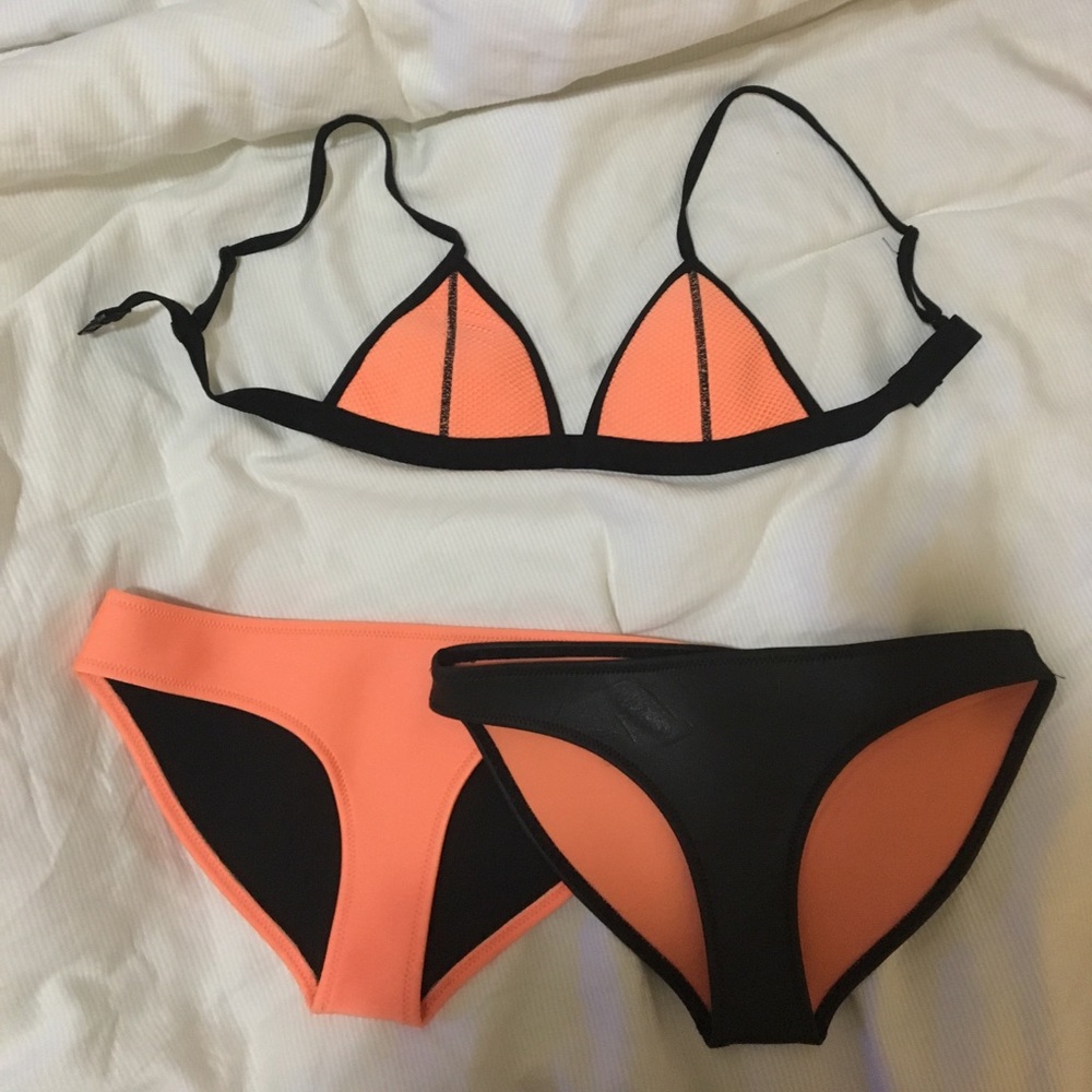 Neon Orange Triangl Bikini Set + Extra bottom