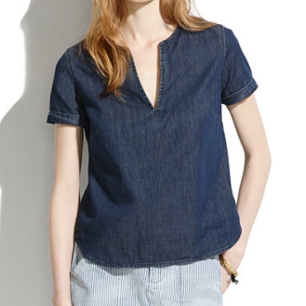 Madewell denim / chambray tee XS