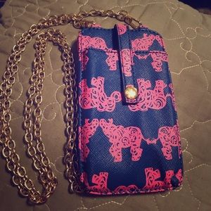 Lilly Pulitzer Cross Body zip case with chain.