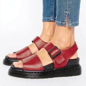 Dr. Martens Red Leather Sandals
