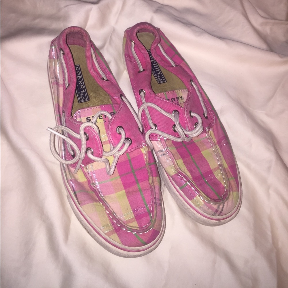 Pink Plaid Sperry Boat Shoes