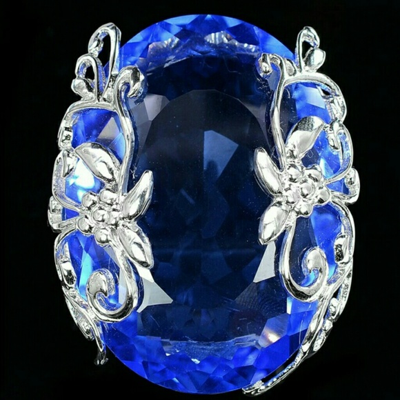 Sale! Sapphire Blue Statement Ring - Picture 1 of 5