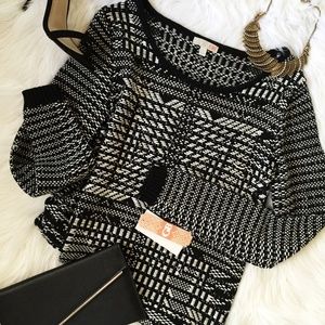 Gianni Bini Black and White Stitched Sweater