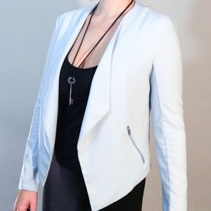 Baby Blue Blazer with Zipper Pockets